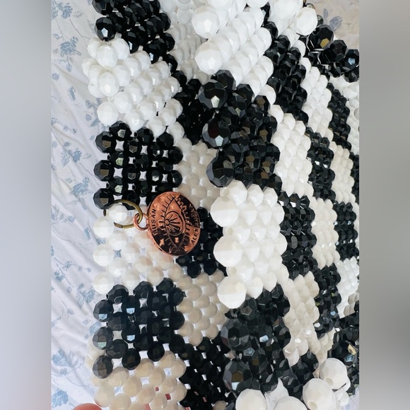 Susan Alexandra beaded black & white checkered purse - Picture 5 of 9